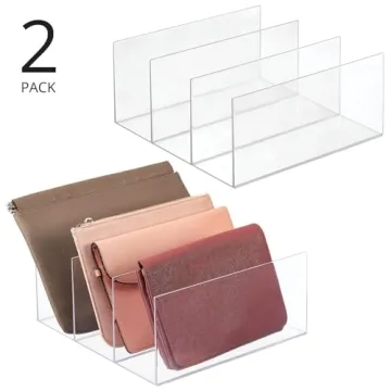 mDesign Clear Acrylic Purse Organizer 2 Pack for Closet Storage
