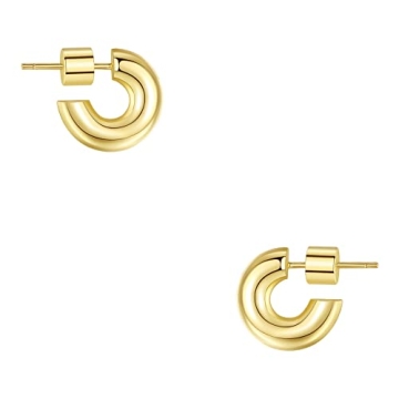 Wowshow 14K Gold Plated Chunky Hoop Earrings for Women - Lightweight & Stylish