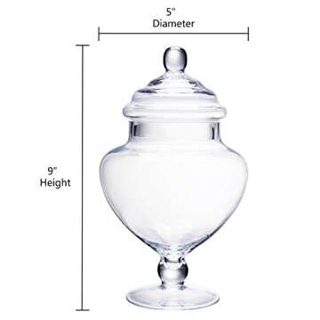Glass Apothecary Jars with Lids for Candy Buffet - Heart Shape Apothecary Jars for Valentine's day Wedding Party Bathroom, Candy Bar, Kitchen, (Height: 9" Body: 5")