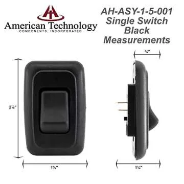 American Technology Components Single SPST On-Off Switch with Bezel, 12-Volt, for RV, Trailer, Camper (Black)