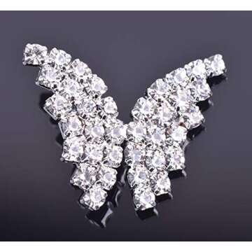 KAOYOO 10Pcs Crystal Rhinestone Butterfly Embellishments Buttons,Sew on Buttons for DIY,Decoration(2...