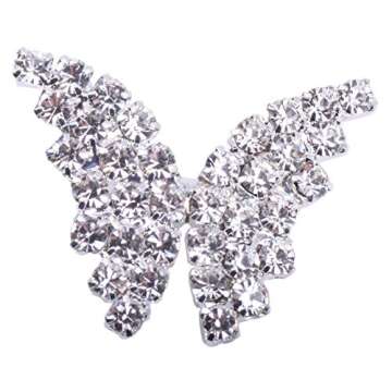 KAOYOO 10Pcs Crystal Rhinestone Butterfly Embellishments Buttons,Sew on Buttons for DIY,Decoration(20mm)