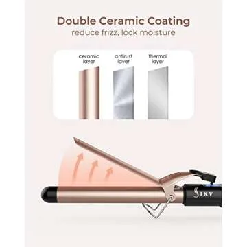 1 Inch Extra Long Barrel Curling Iron, Ceramic Tourmaline Curling Wand Professional Dual Voltage