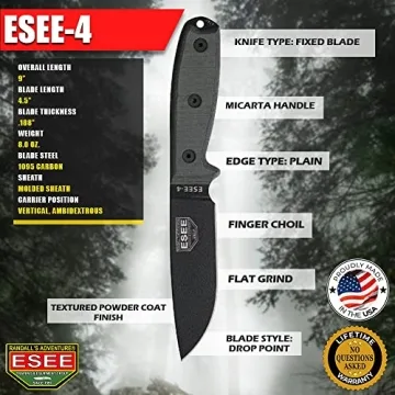 ESEE-4 Fixed Blade Knife - Durable and Versatile Outdoor Tool