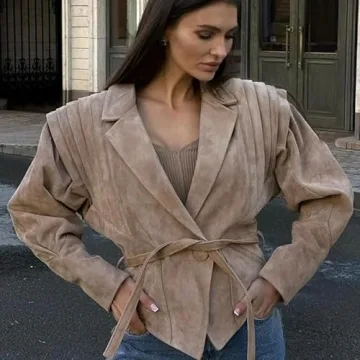 VOIKERDR Trendy Suede Jacket for Women - Fall Fashion