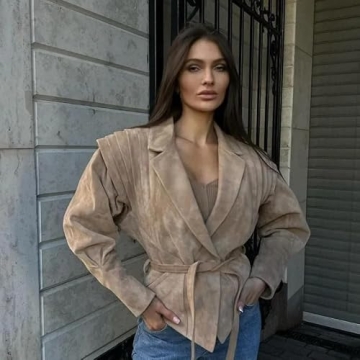 VOIKERDR Trendy Suede Jacket for Women - Fall Fashion