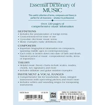 Essential Dictionary of Music: The Most Practical and Useful Music Dictionary for Students and Profe...