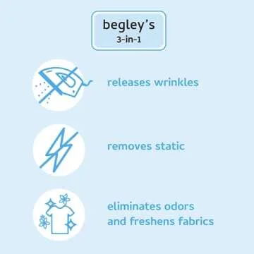 Begley's 3-in-1 Wrinkle Remover, Quick Fix Wrinkle Release, Static Cling Remover, Odor Eliminator an...