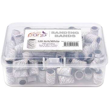 PANA 100 Pieces Nail Sanding Bands Professional Nail Manicure Great Fit for Nail Drill Bits for Acrylic Nails (120 Grit, Zebra)