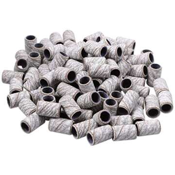 PANA 100 Pieces Nail Sanding Bands Professional Nail Manicure Great Fit for Nail Drill Bits for Acrylic Nails (120 Grit, Zebra)