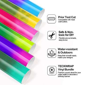 TECKWRAP Cold Color Changing Vinyl Adhesive Vinyl Bundle 12" x 36"/Rolls for DIY Craft, Arts (Pink t...