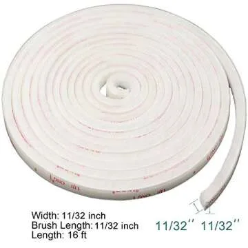TORRAMI Fuzzy Brush Seal Weatherstripping - 16ft Self-Adhesive Felt Insulation