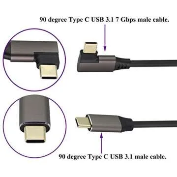 AAOTOKK 90 Degree USB 3.1 Type-C Cable for Fast Charging