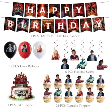 50pcs Stranger Season 5 Things Party Supplies Birthday Decorations Set