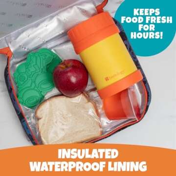 Bentology Lunch Box for Boys- Kids Insulated, Durable Lunchbox Tote Bag Fits Bento Boxes, Containers...