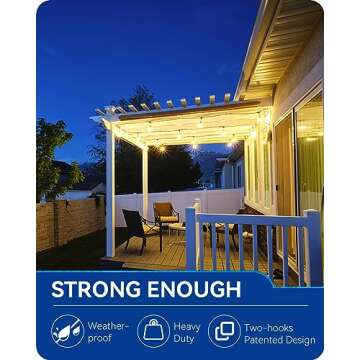 ARCTIC EAGLE Hooks for Outdoor Lights: String Light Clips Heavy Duty Adhesive Hooks for Hanging Ligh...