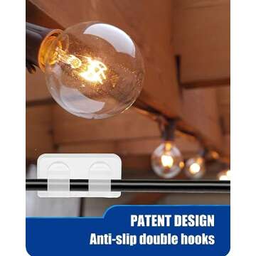 ARCTIC EAGLE Hooks for Outdoor Lights: String Light Clips Heavy Duty Adhesive Hooks for Hanging Lights 36 Pcs
