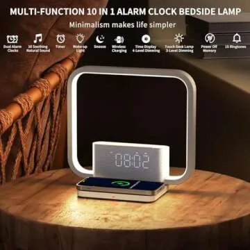 RETEYUNG Bedside Lamps,Sunrise Dual Alarm Clock for Heavy Sleepers,Table Lamp with Fast Wireless Cha...