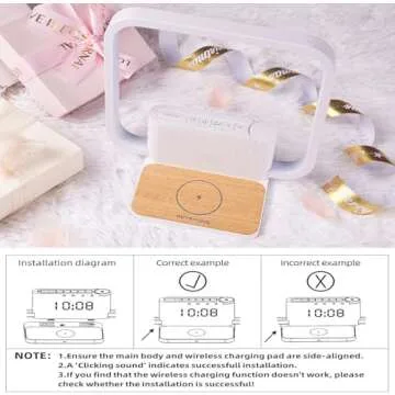 RETEYUNG Bedside Lamps,Sunrise Dual Alarm Clock for Heavy Sleepers,Table Lamp with Fast Wireless Charger Station for iPhone/Samsung,Wake Up Light Touch with Snooze/Timer/10 Natural Sounds/3 Dimmable