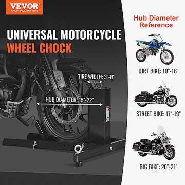 VEVOR Motorcycle Wheel Chock Upright, 1800 lbs Capacity, Heavy-Duty Steel Motorcycle Front Wheel Sta...