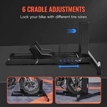 VEVOR Motorcycle Wheel Chock Upright, 1800 lbs Capacity, Heavy-Duty Steel Motorcycle Front Wheel Stand with 6 Adjustable Holes, for 15"-22" Off-Road Motorcycles, Standard Motorcycles