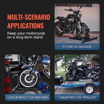 VEVOR Motorcycle Wheel Chock Upright, 1800 lbs Capacity, Heavy-Duty Steel Motorcycle Front Wheel Stand with 6 Adjustable Holes, for 15"-22" Off-Road Motorcycles, Standard Motorcycles