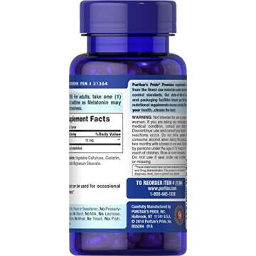 Puritan's Pride Premium Super Strength Melatonin 10mg Sleep Aid, Dietary Supplement for Sound, Restf...