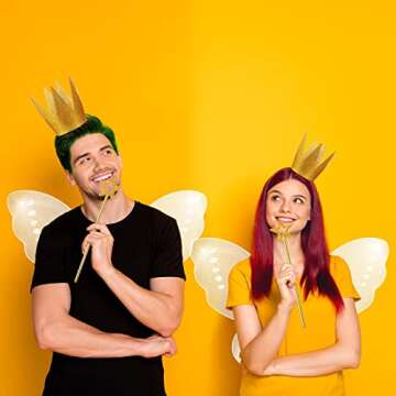 Girls Fairy Costumes, Fairy Wings Dress Up Wings Star Wand and Gold Crowns, Halloween Costume Dress ...