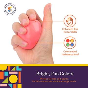 Special Supplies Therapy Putty for Kids and Adults - Resistive Hand Exercise Stress Relief Therapy Putty Kit, Set of 4 Strengths, Three Ounces of Each Putty (Primary Colors)