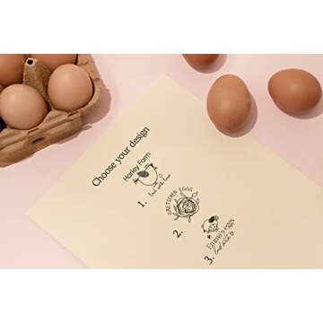Stamp by Me | Egg Stamp | Chicken Egg Wooden Stamps | Personalized Rubber Stamper for Fresh Eggs | C...