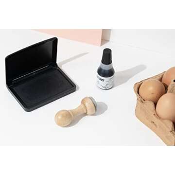 Stamp by Me | Egg Stamp | Chicken Egg Wooden Stamps | Personalized Rubber Stamper for Fresh Eggs | Custom Stamping | Egg Labels | Farm Stamp | Self Inking | Black Ink | Unique Designs| Mini Logo Stamp