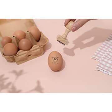 Stamp by Me | Egg Stamp | Chicken Egg Wooden Stamps | Personalized Rubber Stamper for Fresh Eggs | Custom Stamping | Egg Labels | Farm Stamp | Self Inking | Black Ink | Unique Designs| Mini Logo Stamp