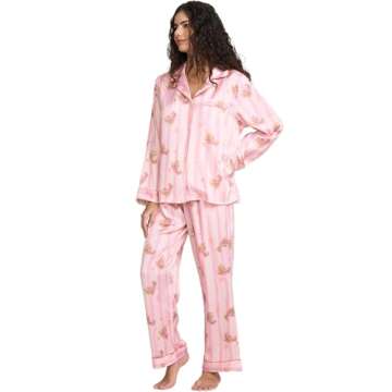 YiNi LuLu Womens Silk Satin Pajamas Set Button Down 2 Piece Pjs Set For Women Long Sleeve Oversized ...