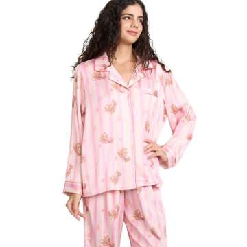 YiNi LuLu Women's Silk Satin Pajamas Set for Cozy Nights