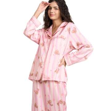YiNi LuLu Women's Silk Satin Pajamas Set for Cozy Nights