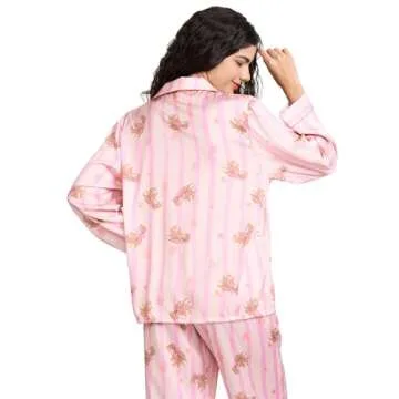 YiNi LuLu Women's Silk Satin Pajamas Set for Cozy Nights