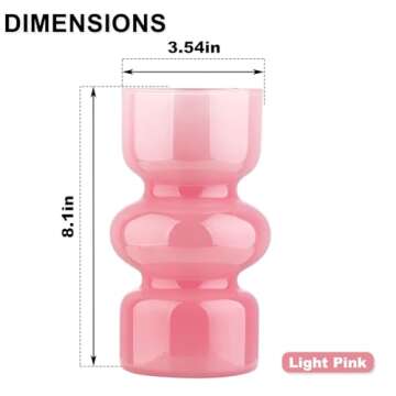 VanEnjoy Pink Glass Hydroponic Vase, Colored Glass vase Flower, Three-Layer 7 inch Cylinder vase for...