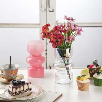 VanEnjoy Pink Modern Glass Hydroponic Vase - 3-Layer Design