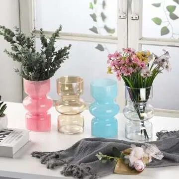 VanEnjoy Pink Modern Glass Hydroponic Vase - 3-Layer Design