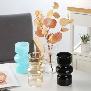 VanEnjoy Pink Modern Glass Hydroponic Vase - 3-Layer Design