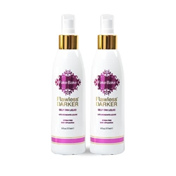 Fake Bake Flawless Darker Self-Tanning Liquid - Streak-Free, Quick-Drying, Natural Glow for All Skin...