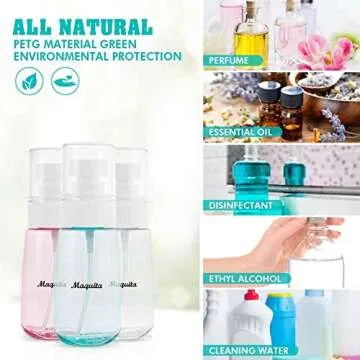 MAQUITA 6 Packs Spray Bottle 3.38oz/100ml and 2oz/60ml Empty Spary Bottles Accessories Refillable Container Travel Multifunction Clear Bottle for Hair,Perfumes,Skincare,Essential Oil(100ml)