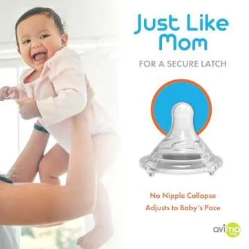 Avima Baby 9 oz Anti Colic Baby Bottles for Breastfed Babies - Medium Flow Nipples, Wide Neck Bottle, BPA Free - 3-6 Months, Stage 2 (Set of 3)