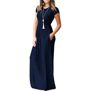 DEARCASE Maxi Dress for Women Navy Blue Stylish Summer Dress