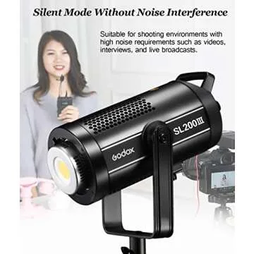 Godox SL200WIII 215W LED Video Light,Bowens Mount Continuous Lighting,2.4G 95600Lux CRI96+ Flash Light,5600K Daylight Balanced,8 Pre-Programmed Lighting Effects with Ultra-Silent Fan for Photography