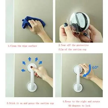 YUM Large Glass Door and Window Handles, Bathroom Sliding Doors, cupboards, wardrobes, Suction Cups, Non-Marking Handles, Non-Perforated Absorption Handles (White)