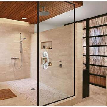 YUM Large Glass Door and Window Handles, Bathroom Sliding Doors, cupboards, wardrobes, Suction Cups, Non-Marking Handles, Non-Perforated Absorption Handles (White)