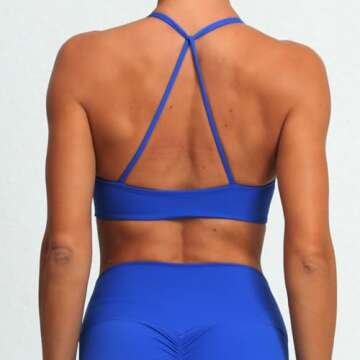 ABOCIW Women's Workout Sports Bras Twist Front Halter Criss-Cross Back Sports Bra Fitness Backless P...