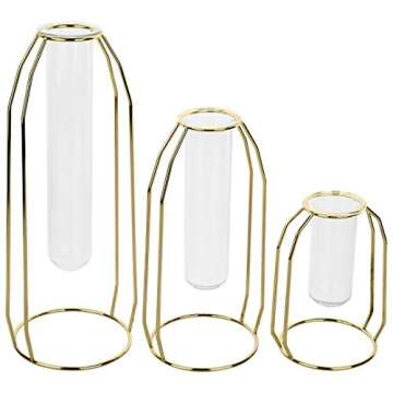 Elegant Gold Metal Clear Glass Test Tube Bud Vases