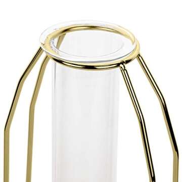 Elegant Gold Metal Clear Glass Test Tube Bud Vases